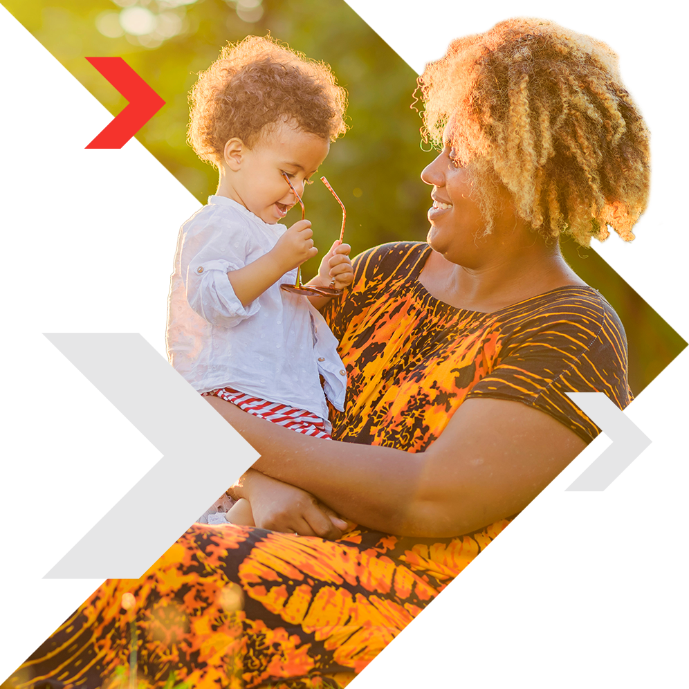 Mother holding her son